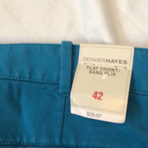 DENVER HAYES MEN’S 42 FLAT FRONT SHORTS OCEAN BLUE 5 POCKET SHARP CASUAL #086 - Picture 7 of 16